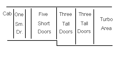 Image of the hood door arrangement on B23-7 and B30-7A GE locos.