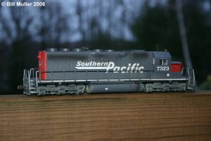 150k HO Scale Kato SD40 detailed and painted for an SP Speed Lettered SD40R by Bill Muller