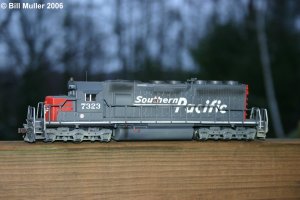 150k HO Scale Kato SD40 detailed and painted for an SP Speed Lettered SD40R by Bill Muller